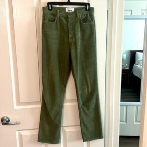 Reformation Olive Green Corduroy Straight-Leg Pants